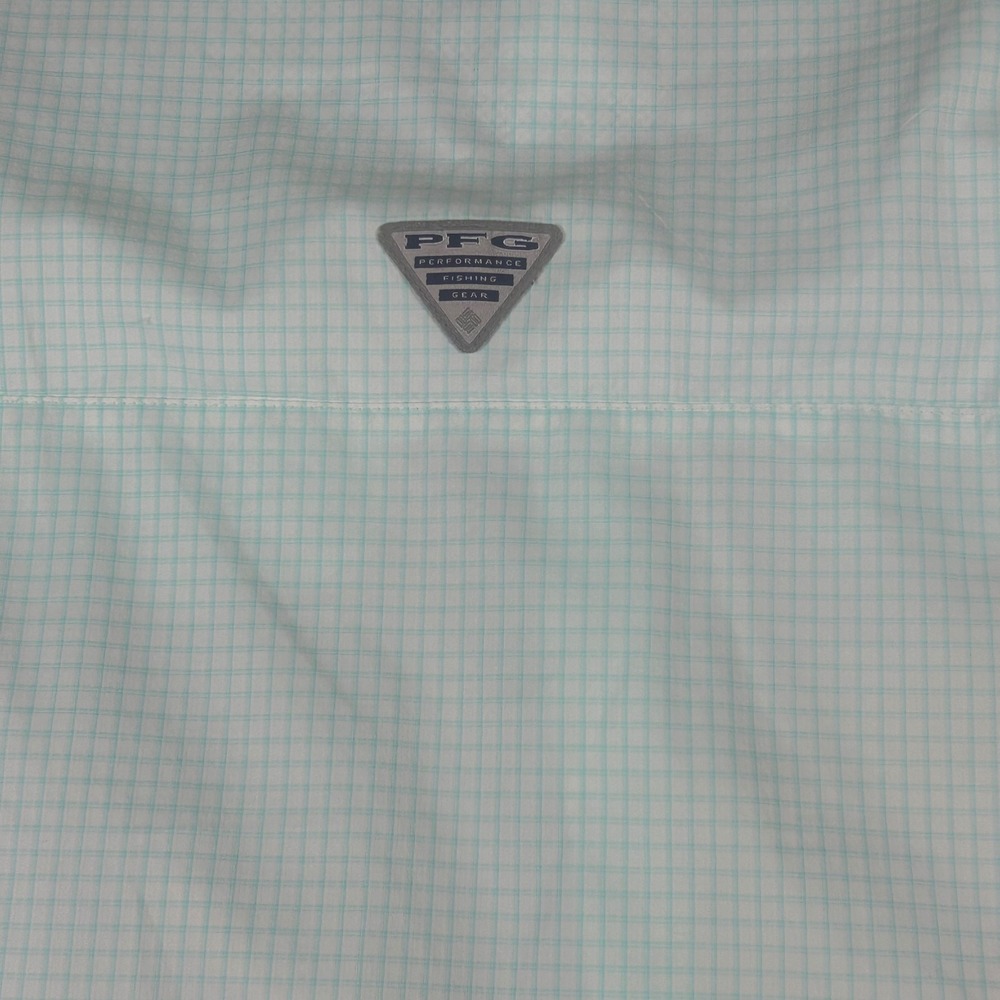 Columbia PFG Tamiami II Shirt Mens Medium Mint Green Plaid Long Sleeve XM7880 - Picture 8 of 9